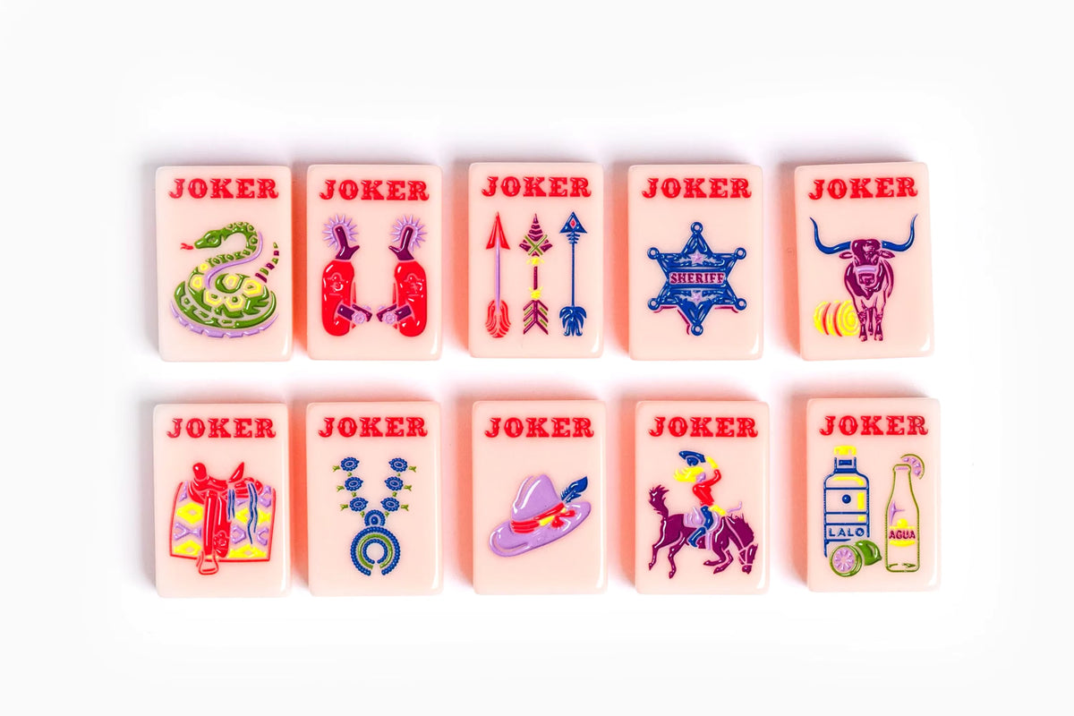 Pink Western Ranch Mahjong Tiles Set 160pcs