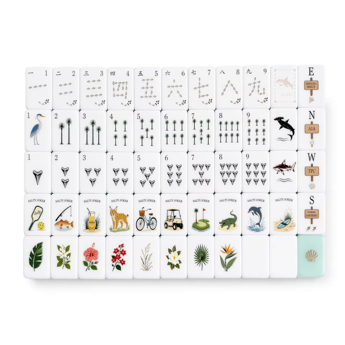 Summer Blue Mahjong Tiles Set 160pcs