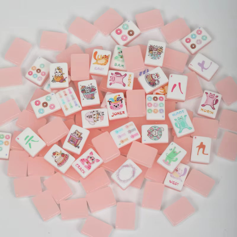 Cute Pink Jelly Mahjong Tiles Set 160pcs