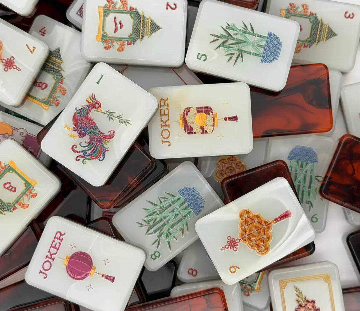 Red Fire Mahjong Tiles Set 160pcs