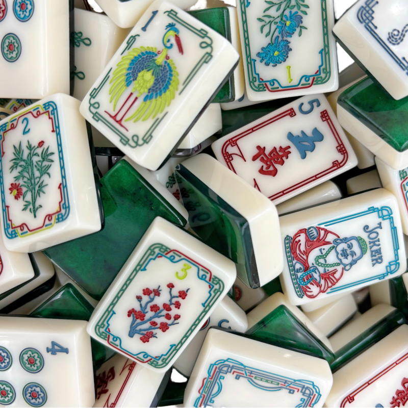 Green Lotus Mahjong Tiles Set 160pcs