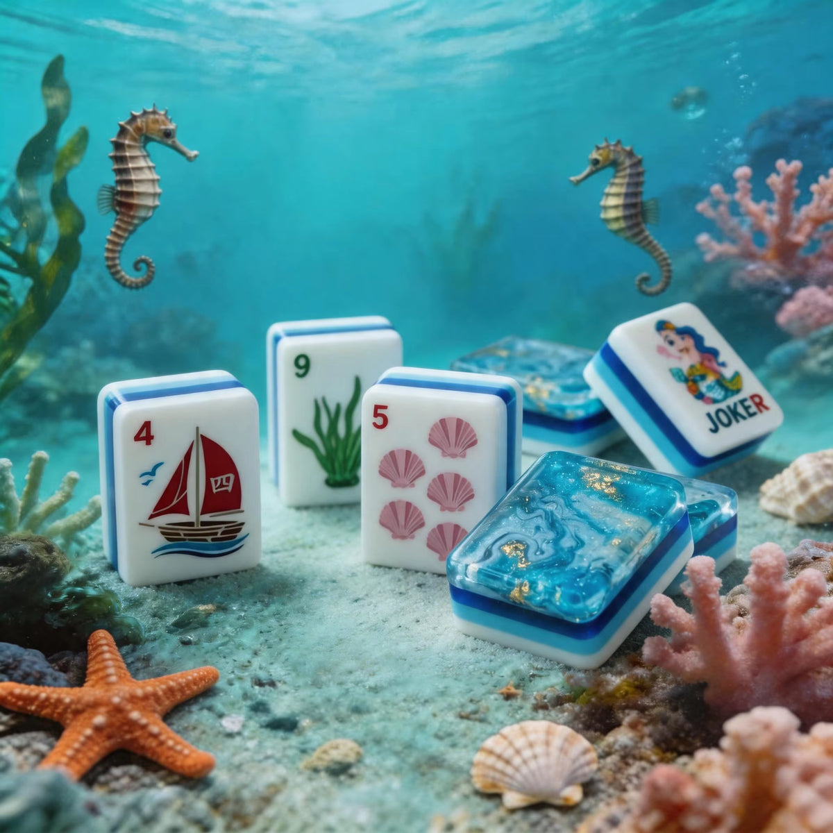 Deep Sea Ocean Mahjong Tiles Set 160pcs