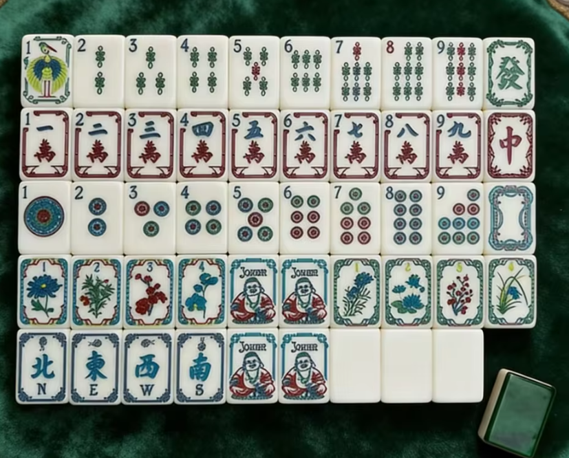Green Lotus Mahjong Tiles Set 160pcs