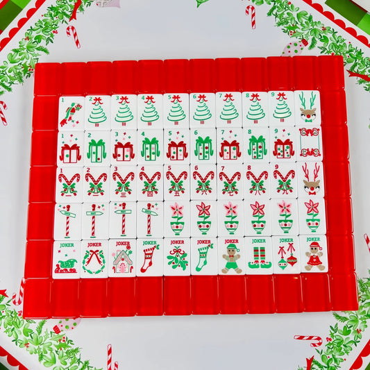 Red Christmas Mahjong Tiles Set 160pcs
