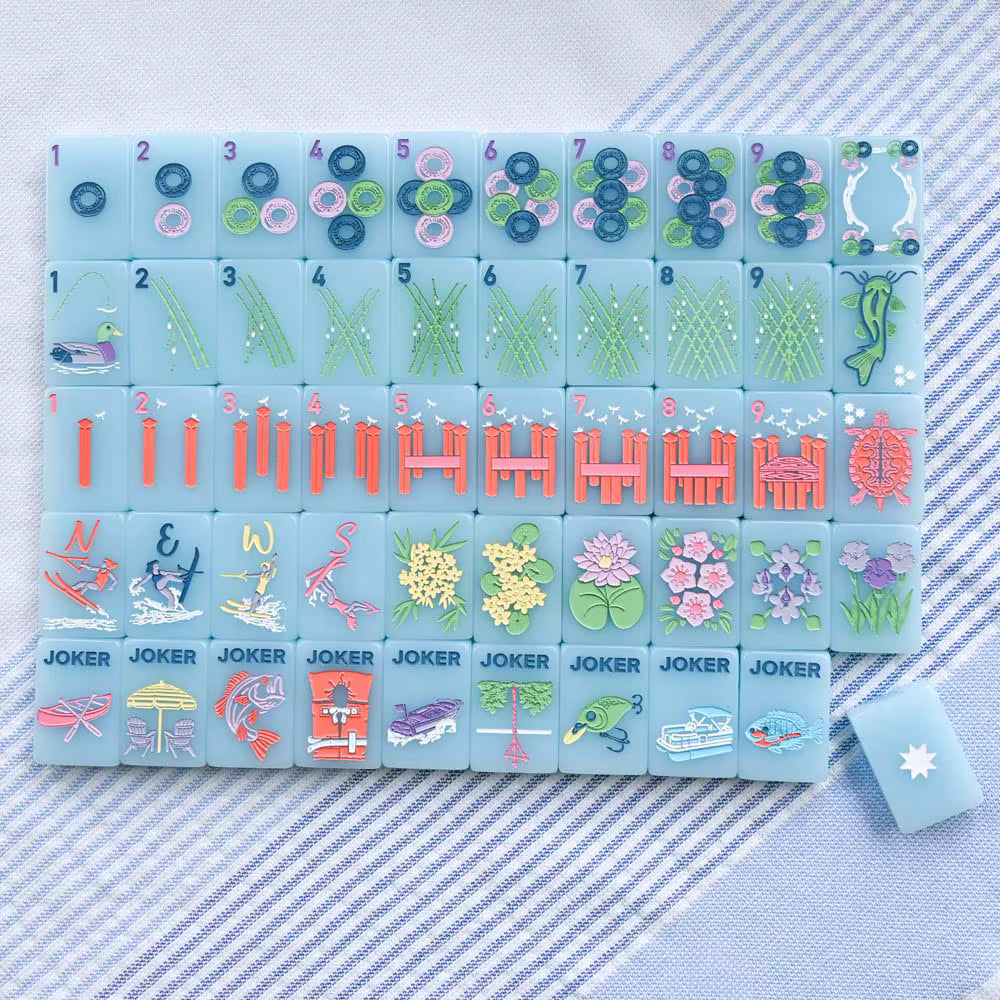 Baby Blue Mahjong Tiles Set 160pcs