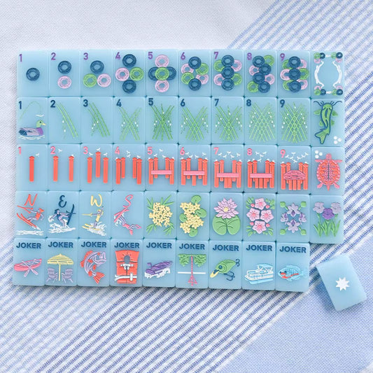 Baby Blue Mahjong Tiles Set 160pcs