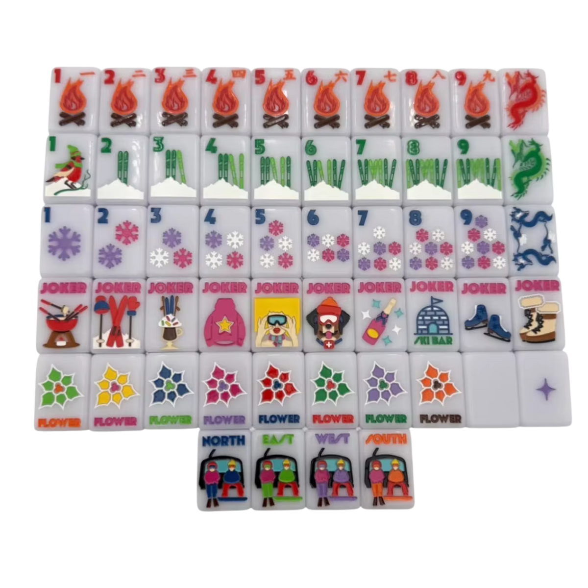Snow Ski Mahjong Tiles Set 160pcs