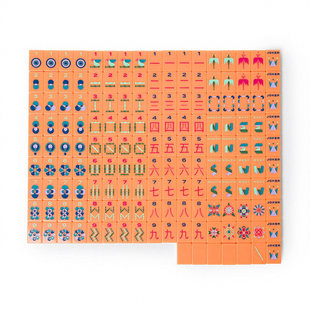 Bright Orange USA Mahjong Tiles Set 160pcs
