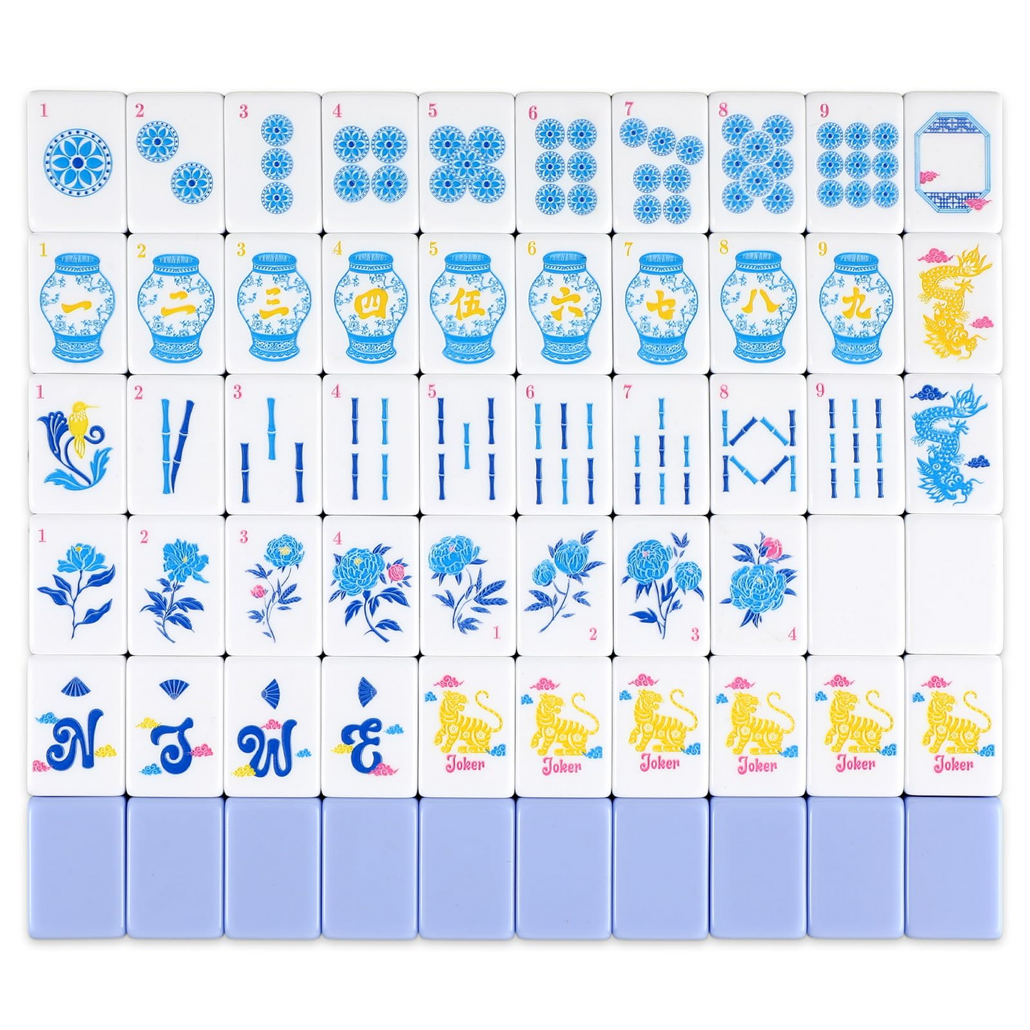 Pastel Blue Mahjong Tiles Set 160pcs