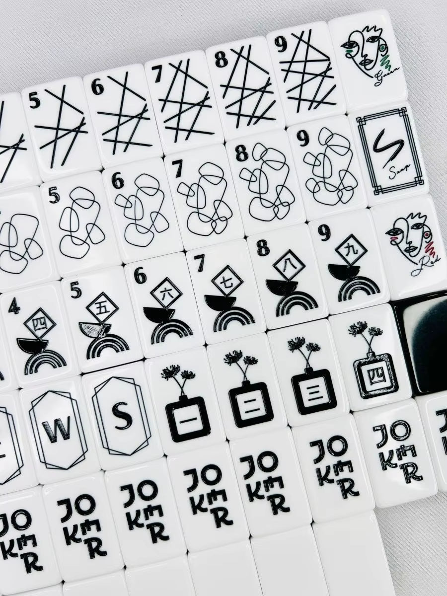 Minimalist Black Mahjong Tiles Set 160pcs