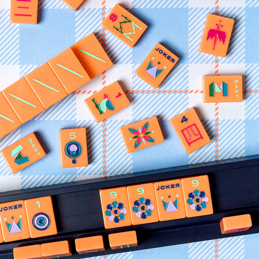 Bright Orange USA Mahjong Tiles Set 160pcs
