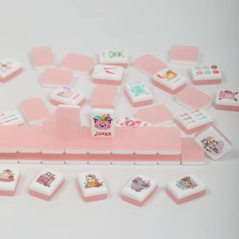 Cute Pink Jelly Mahjong Tiles Set 160pcs