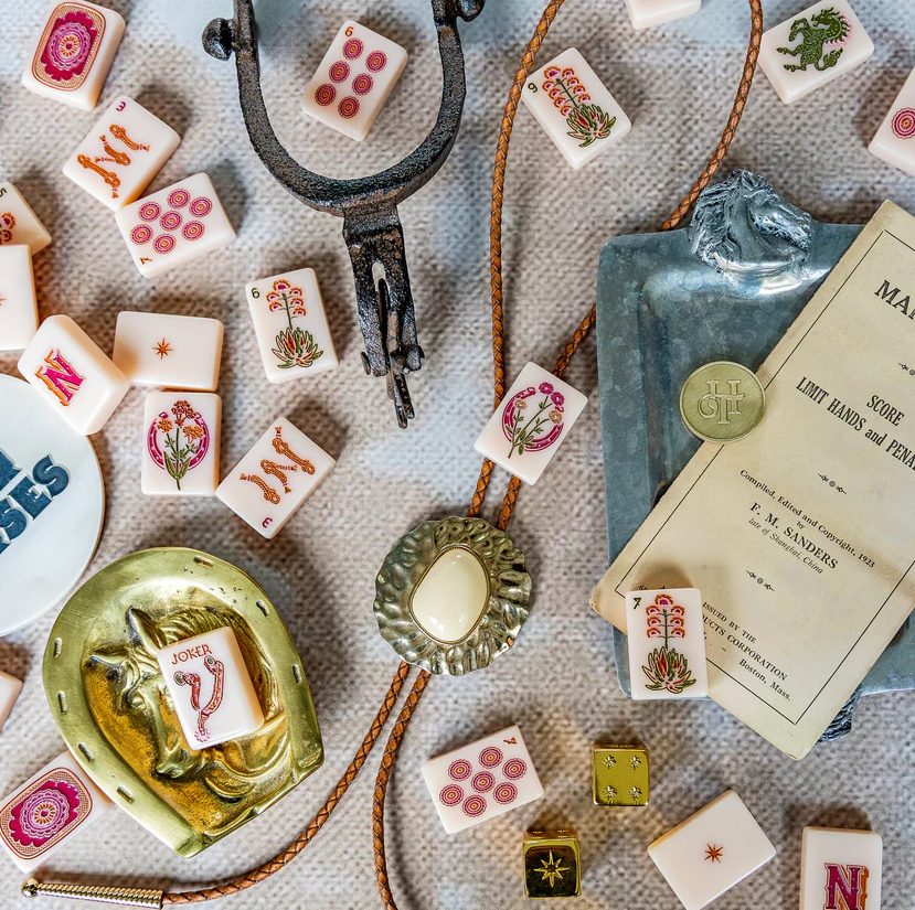 Pink Cowgirl Mahjong Tiles Set 160pcs