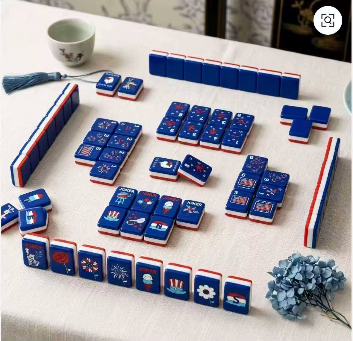 America Mahjong Tiles and Mat Set