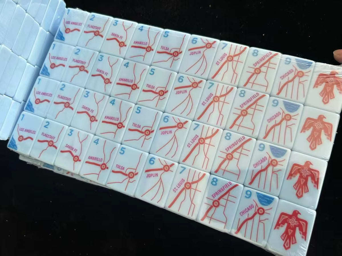 Blue USA Mahjong Tiles Set 160pcs