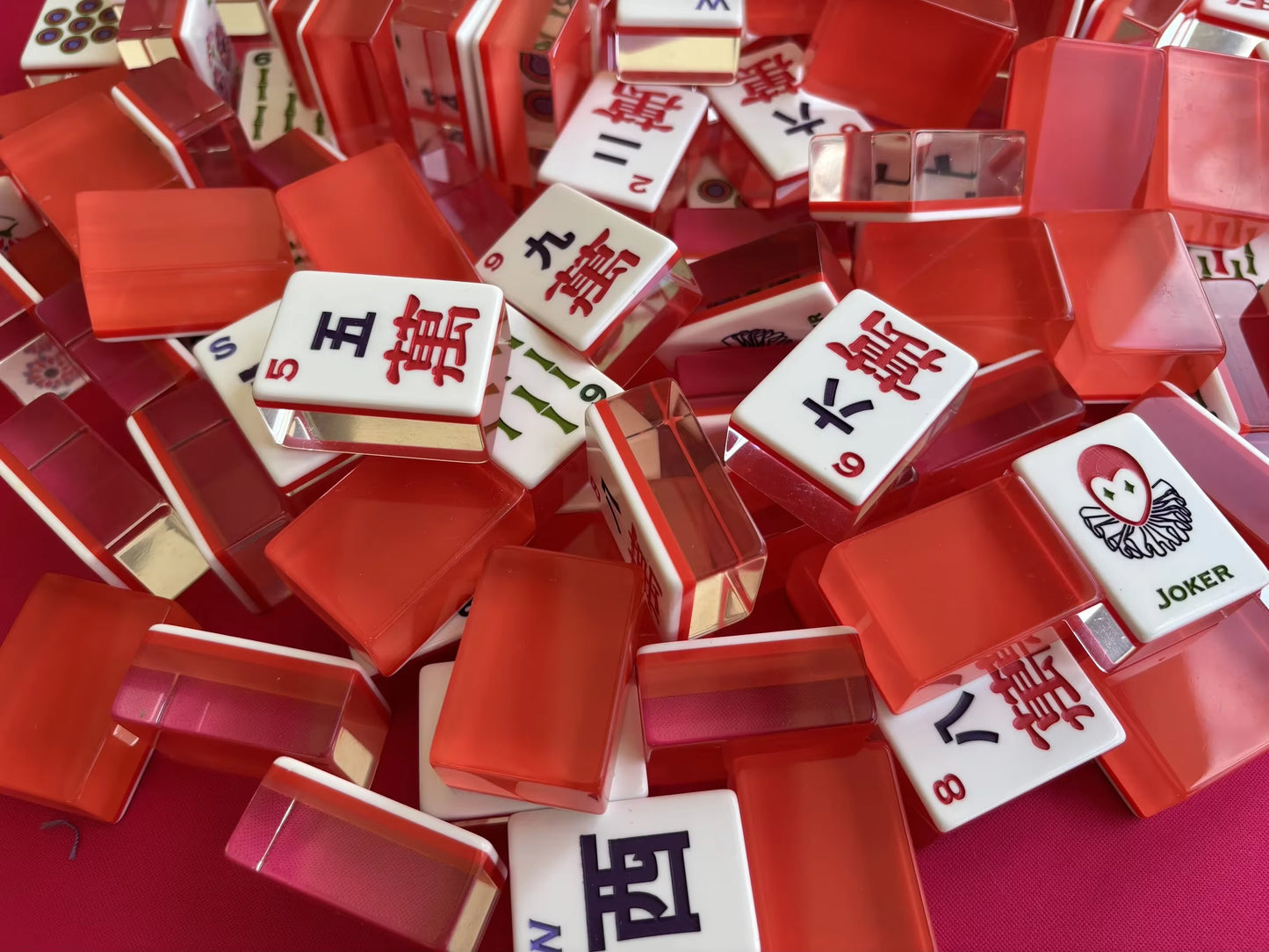 Lucky Red Mahjong Tiles Set 160pcs