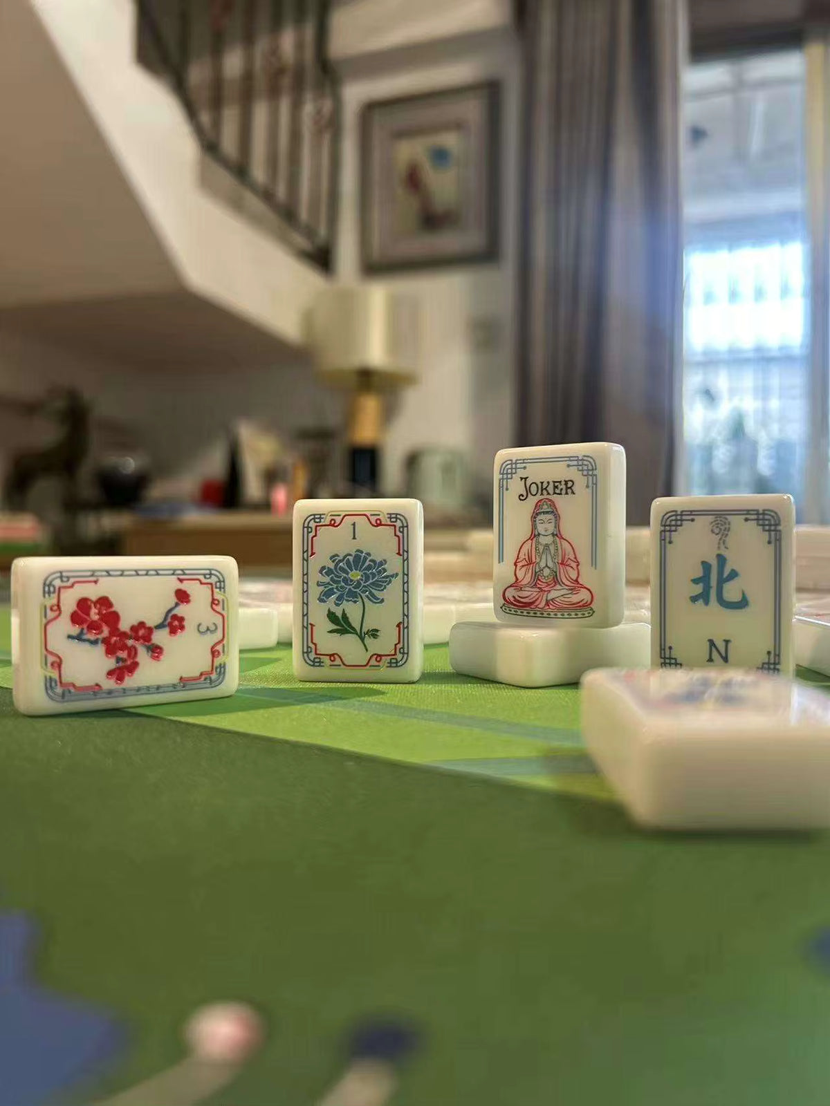 Chinese Lotus Mahjong Tiles Set 160pcs