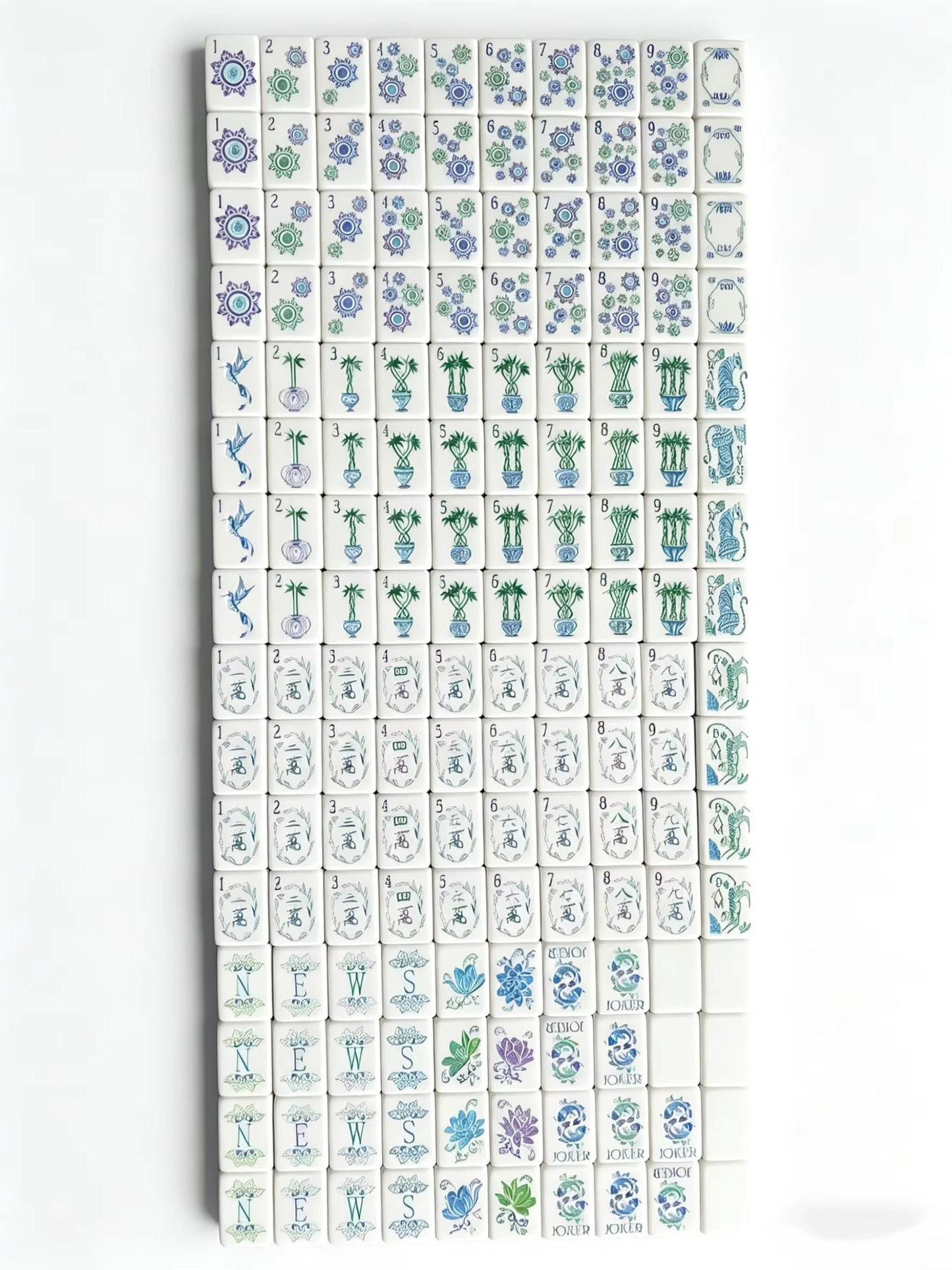 Ice Blue Mahjong Tiles Set 160pcs