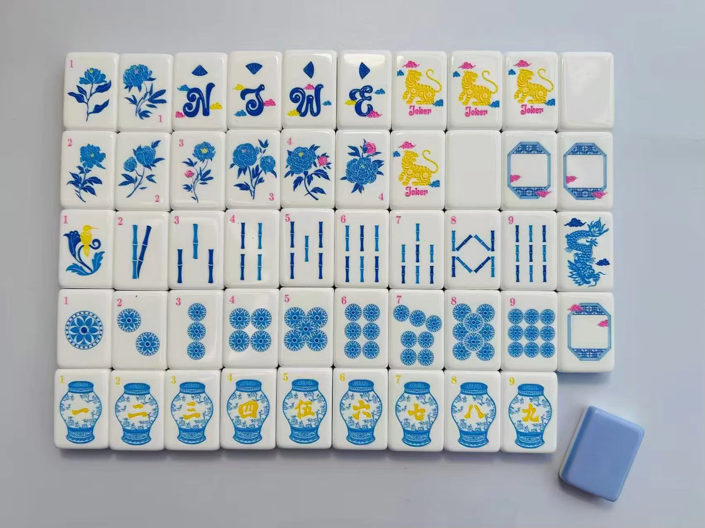 Pastel Blue Mahjong Tiles Set 160pcs