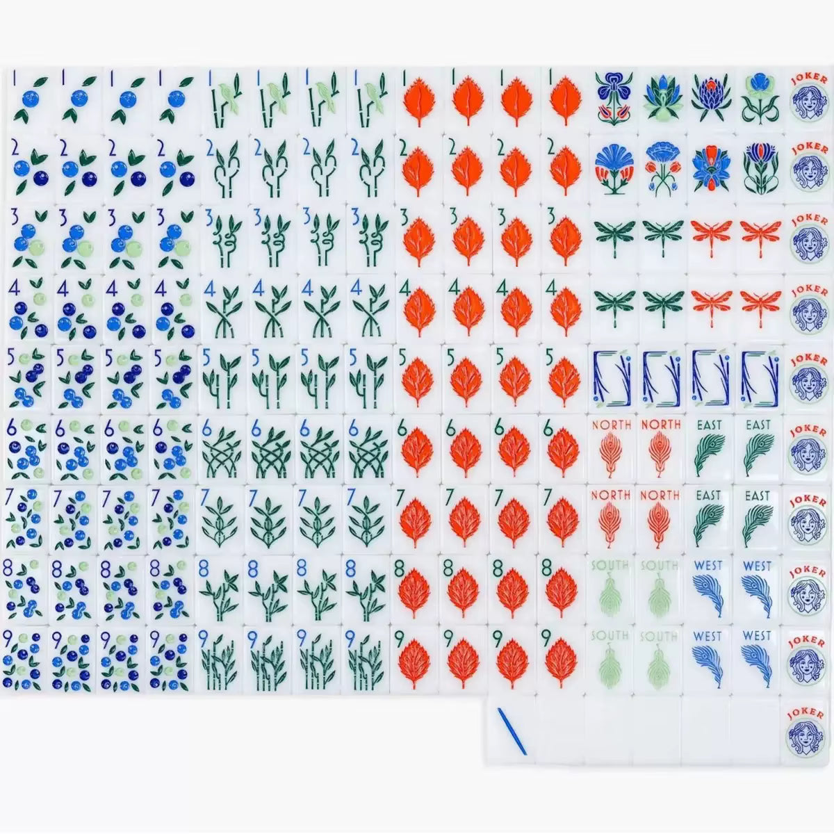 White Flowers Mahjong Tiles Set 160pcs