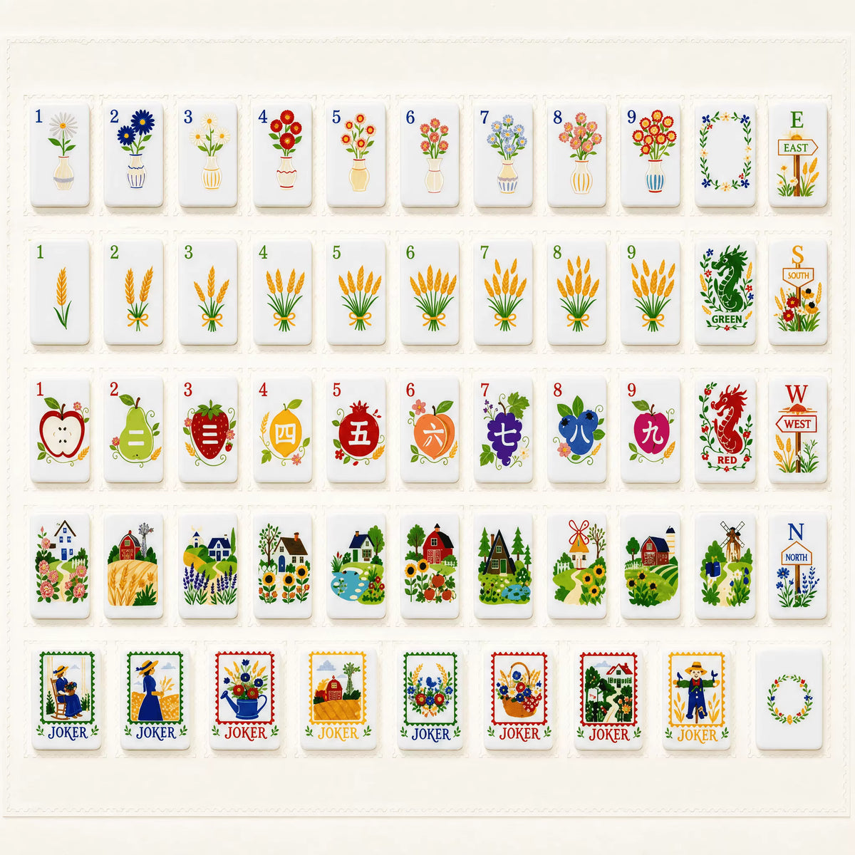 Cottage Mahjong Tiles Set 160pcs