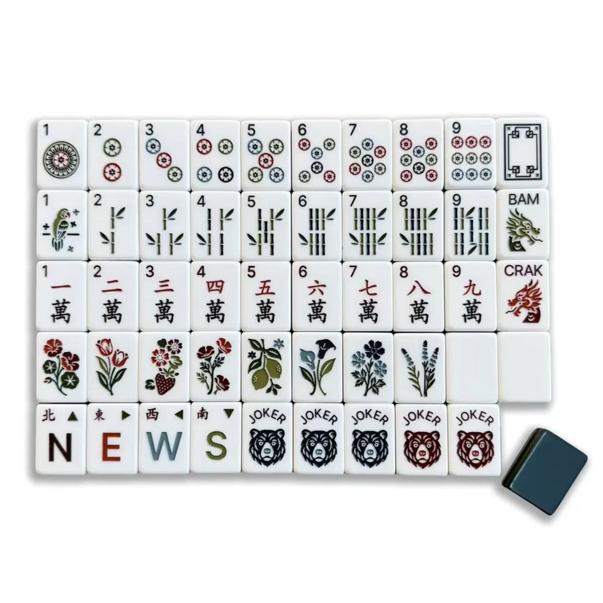 Black Bear Mahjong Tiles Set 160pcs
