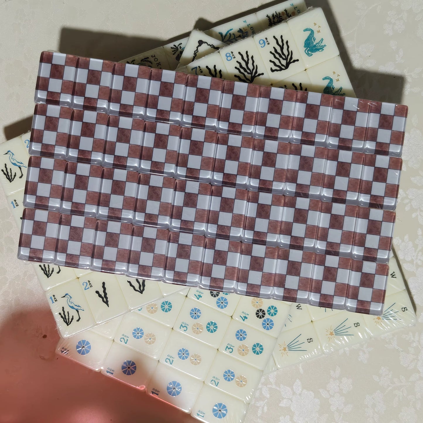 Minimalist Coral Mahjong Tiles Set 160pcs