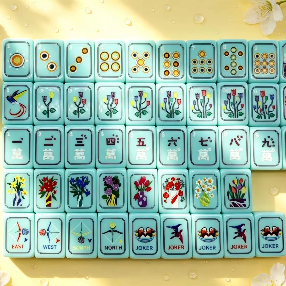 Light Blue Mahjong Tiles Set 160pcs