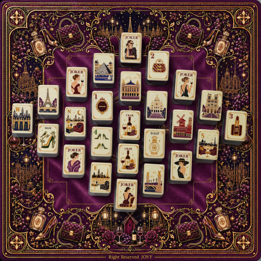 Paris Wine Mahjong Tiles and Mat Set
