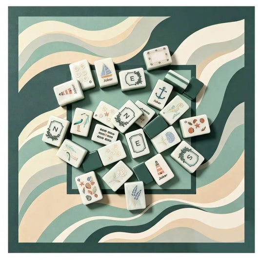 Pale Beach Mahjong Tiles and Mat Set