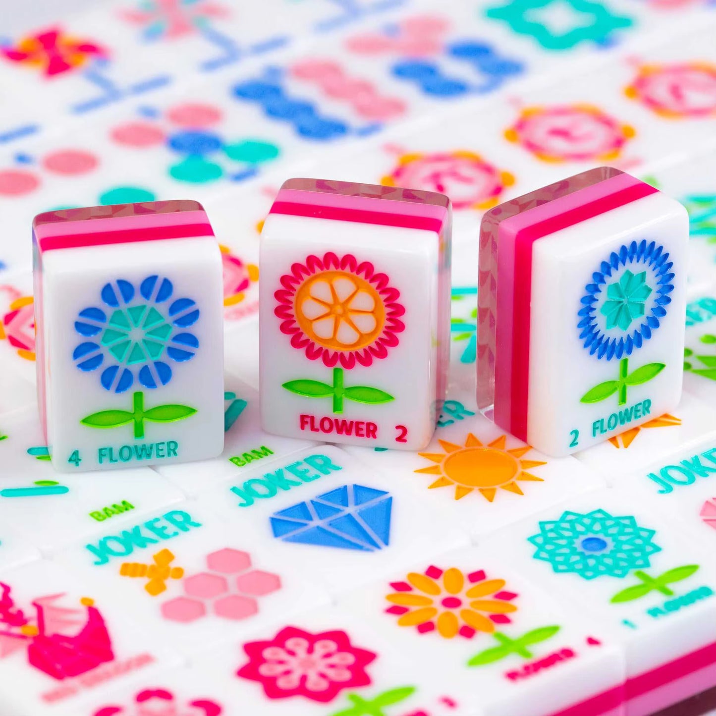 Pink Crystal Mahjong Tiles Set 160pcs