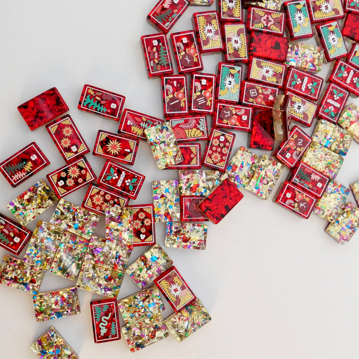 Red Confetti Mahjong Tiles Set 160pcs