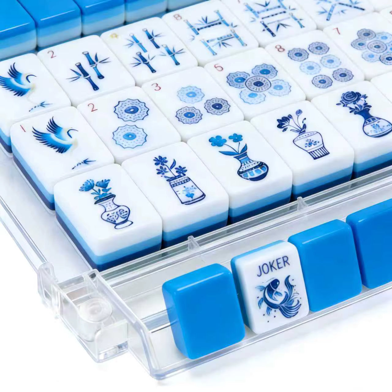 Elegant Blue Mahjong Tiles Set 160pcs