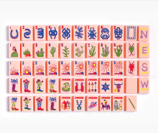 Pink Western Ranch Mahjong Tiles Set 160pcs