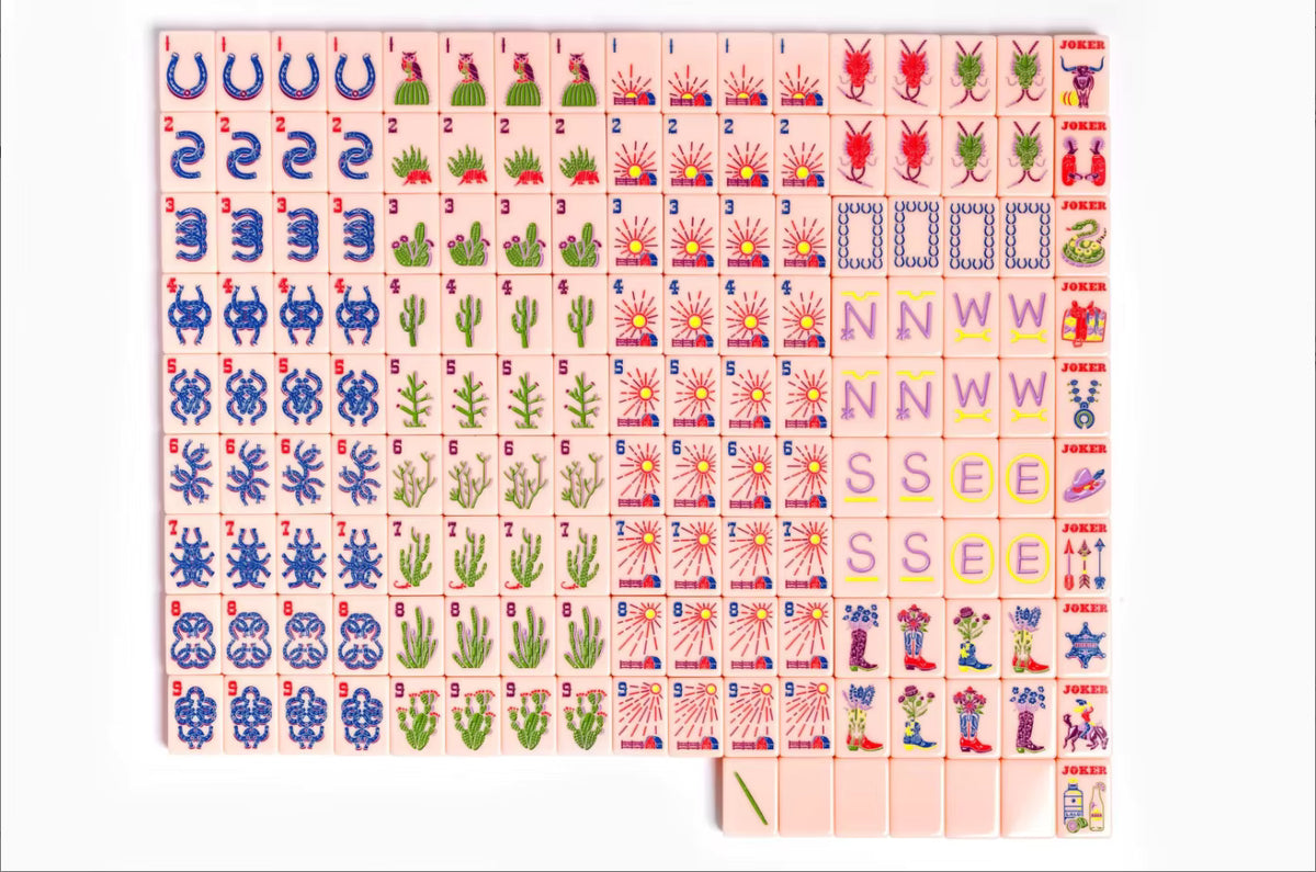 Pink Western Ranch Mahjong Tiles Set 160pcs