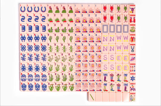 Pink Western Ranch Mahjong Tiles Set 160pcs