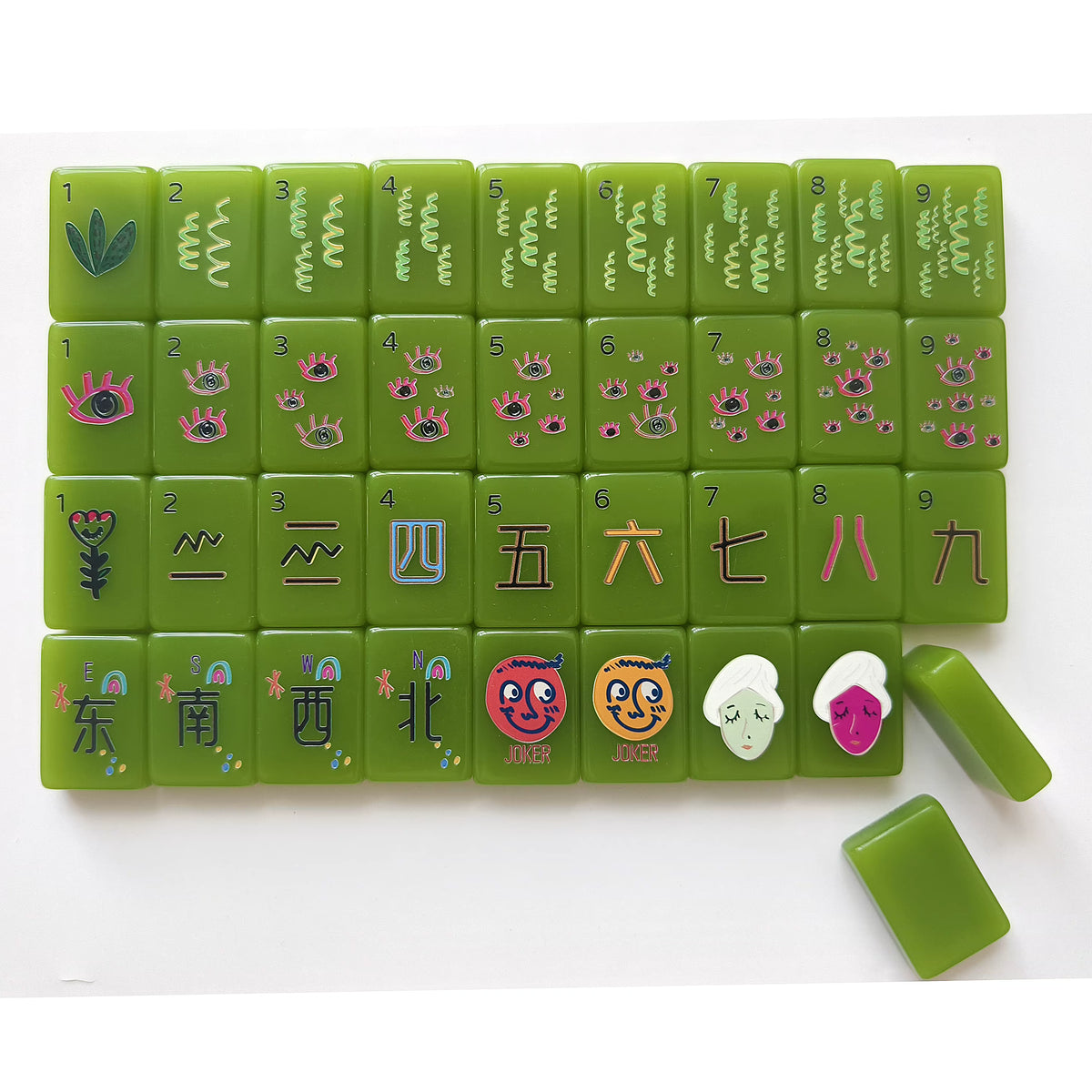 Groovy Green Mahjong Tiles Set 160pcs