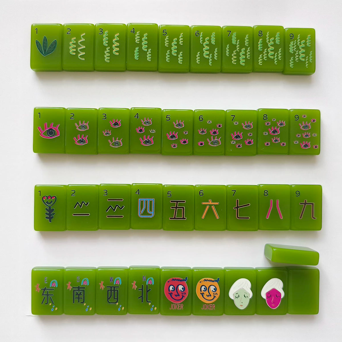 Groovy Green Mahjong Tiles Set 160pcs