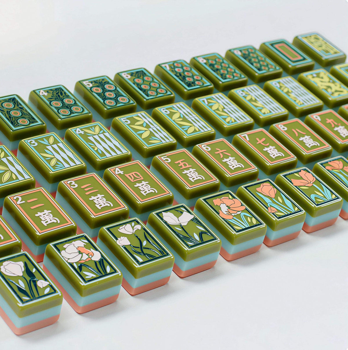 Artistic Green Mahjong Tiles Set 160pcs