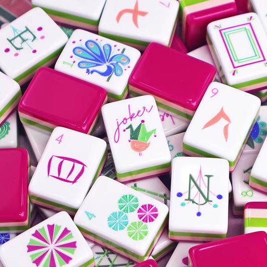 Hot Pink Mahjong Tiles Set 160pcs