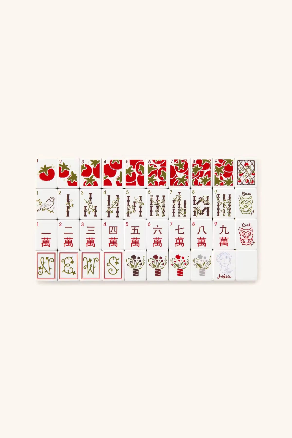Pretty Red Mahjong Tiles Set 160pcs