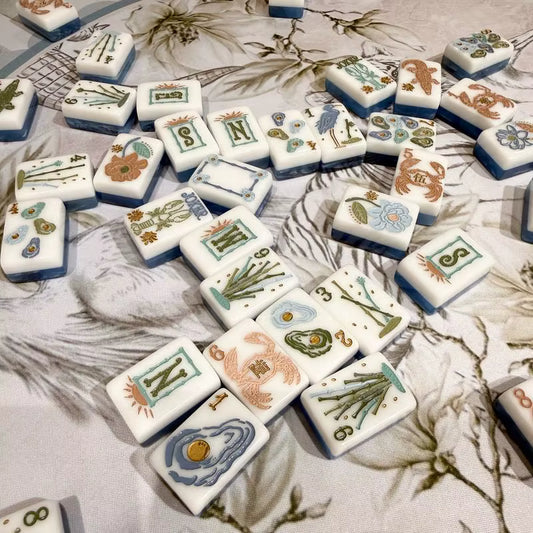 Ocean Coast Mahjong Tiles and Mat Set