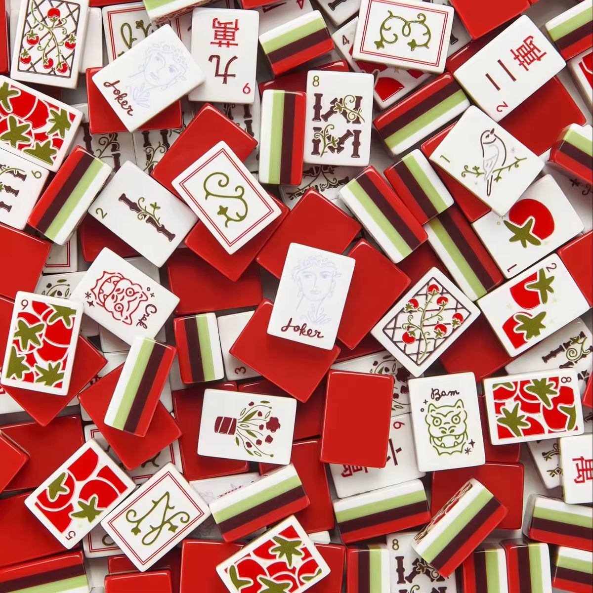 Pretty Red Mahjong Tiles Set 160pcs