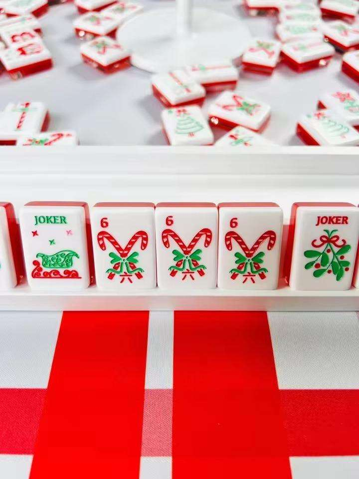 Pink Christmas Mahjong Tiles Set 160pcs