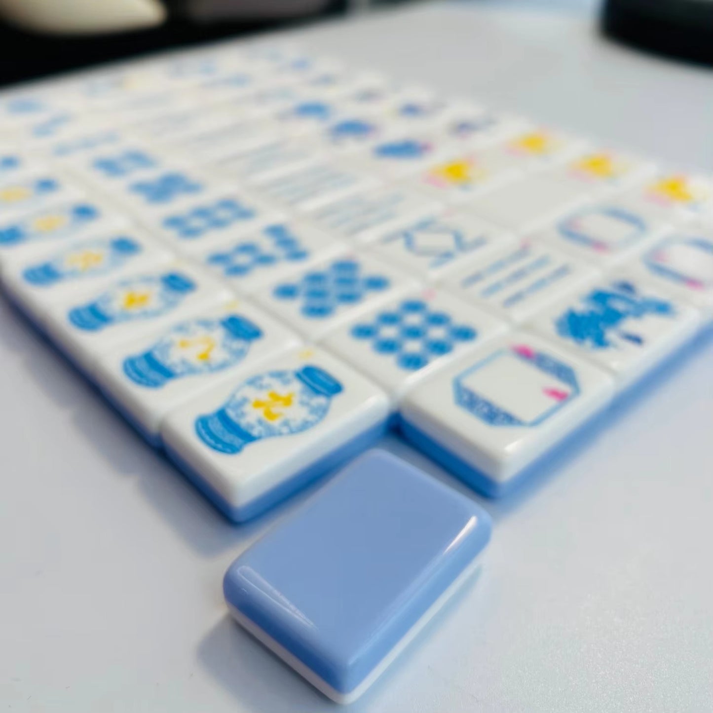 Pastel Blue Mahjong Tiles Set 160pcs