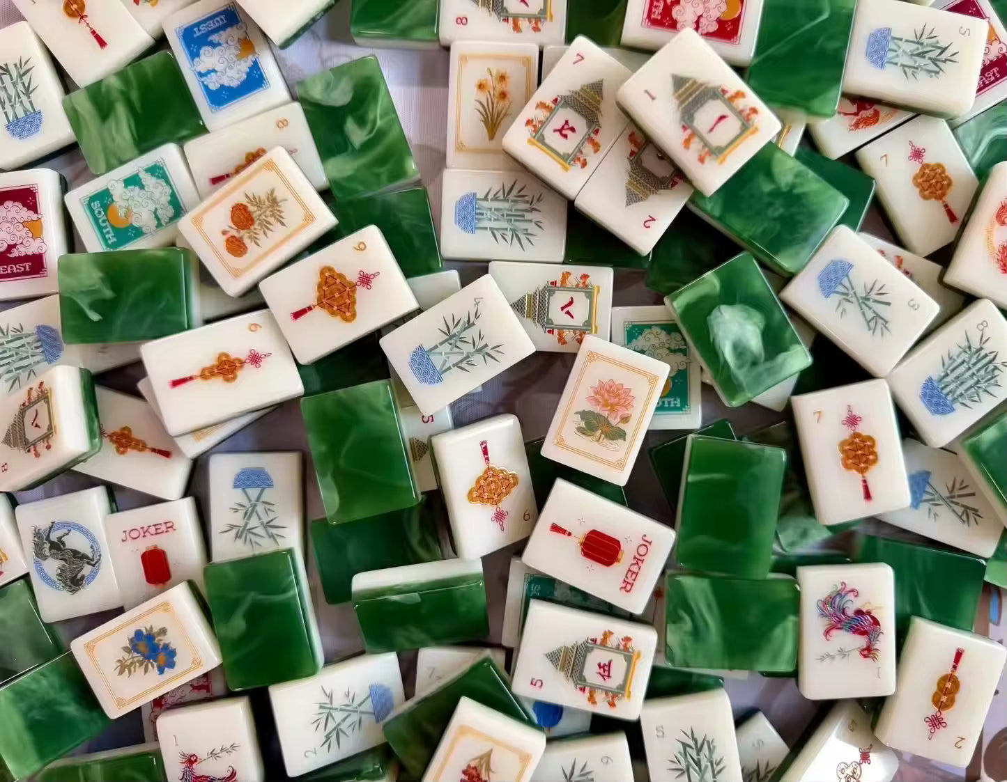 Emerald Green Mahjong Tiles Set 160pcs