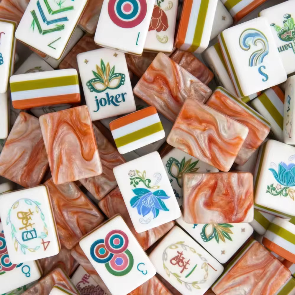 Red Marble Mahjong Tiles Set 160pcs