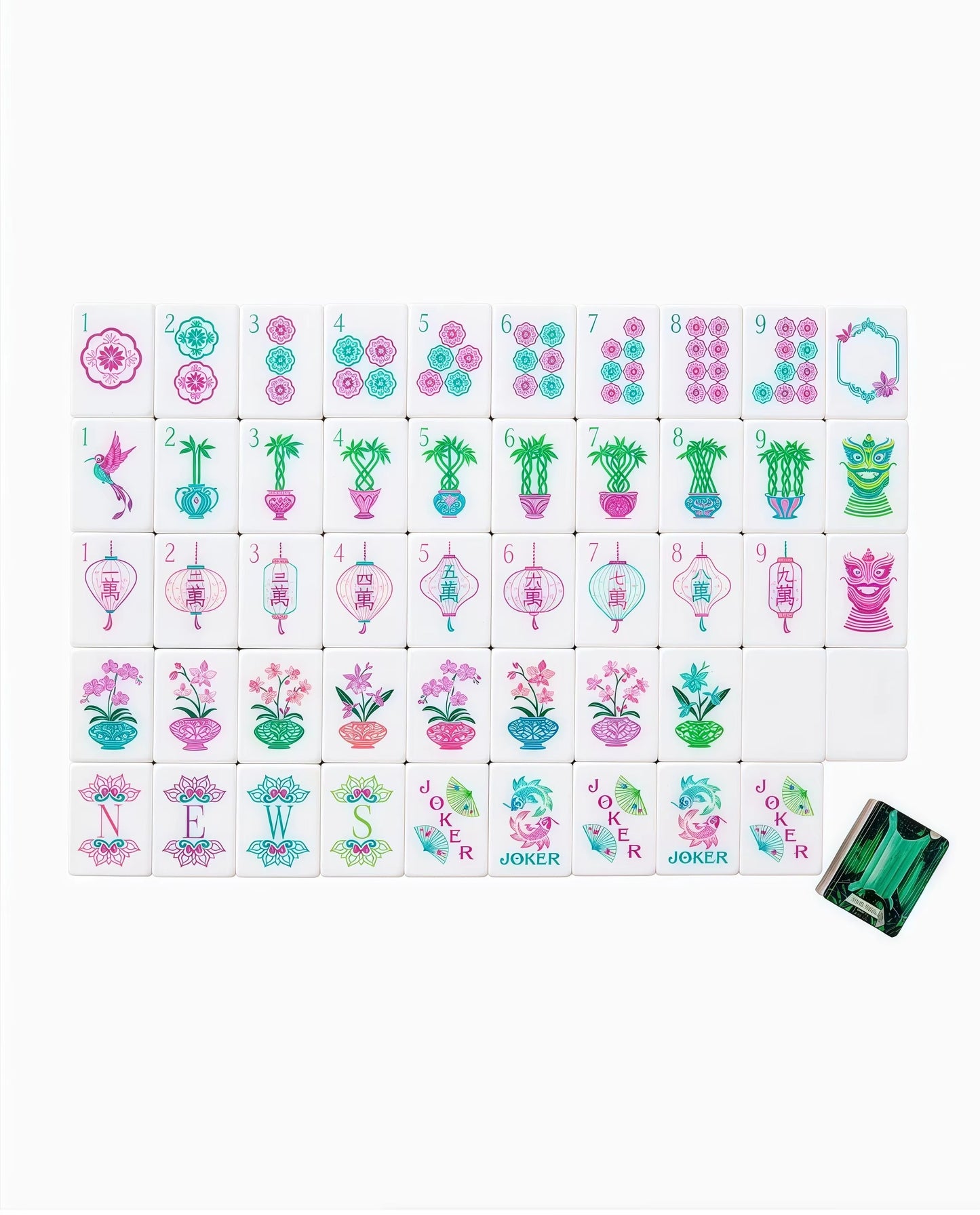 Green Gems Mahjong Tiles Set 160pcs