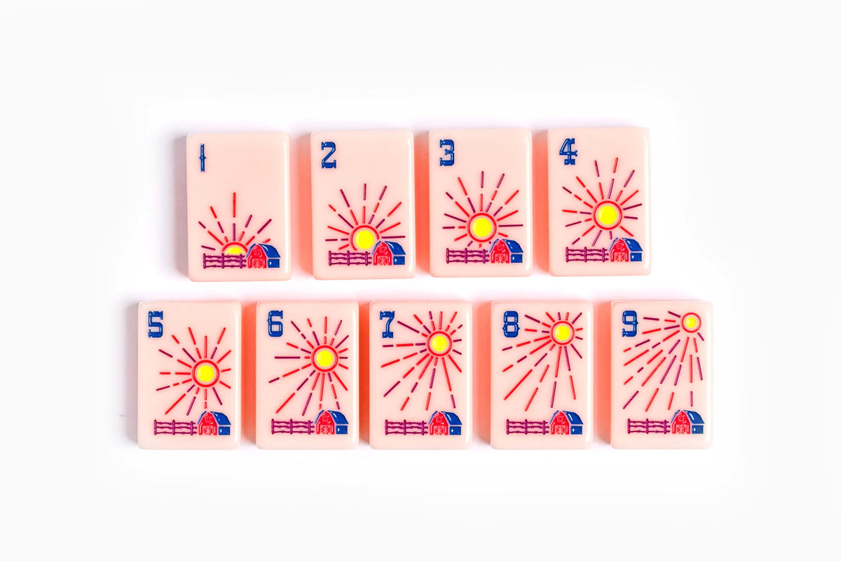 Pink Western Ranch Mahjong Tiles Set 160pcs
