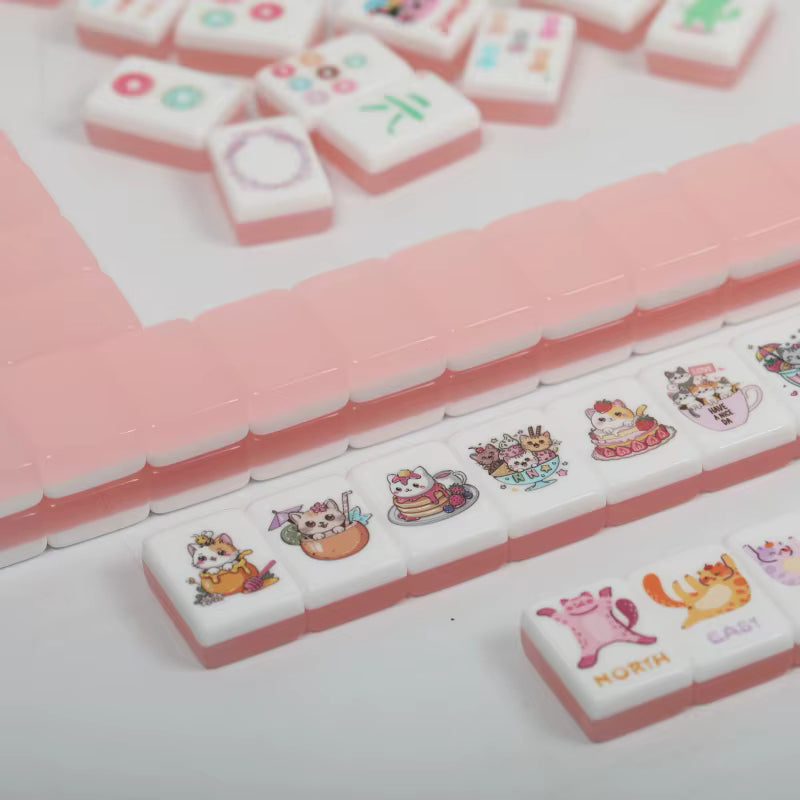 Cute Pink Jelly Mahjong Tiles Set 160pcs